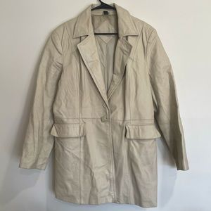 Gorgeous Vintage Beige Worthington Leather Coat Jacket XL